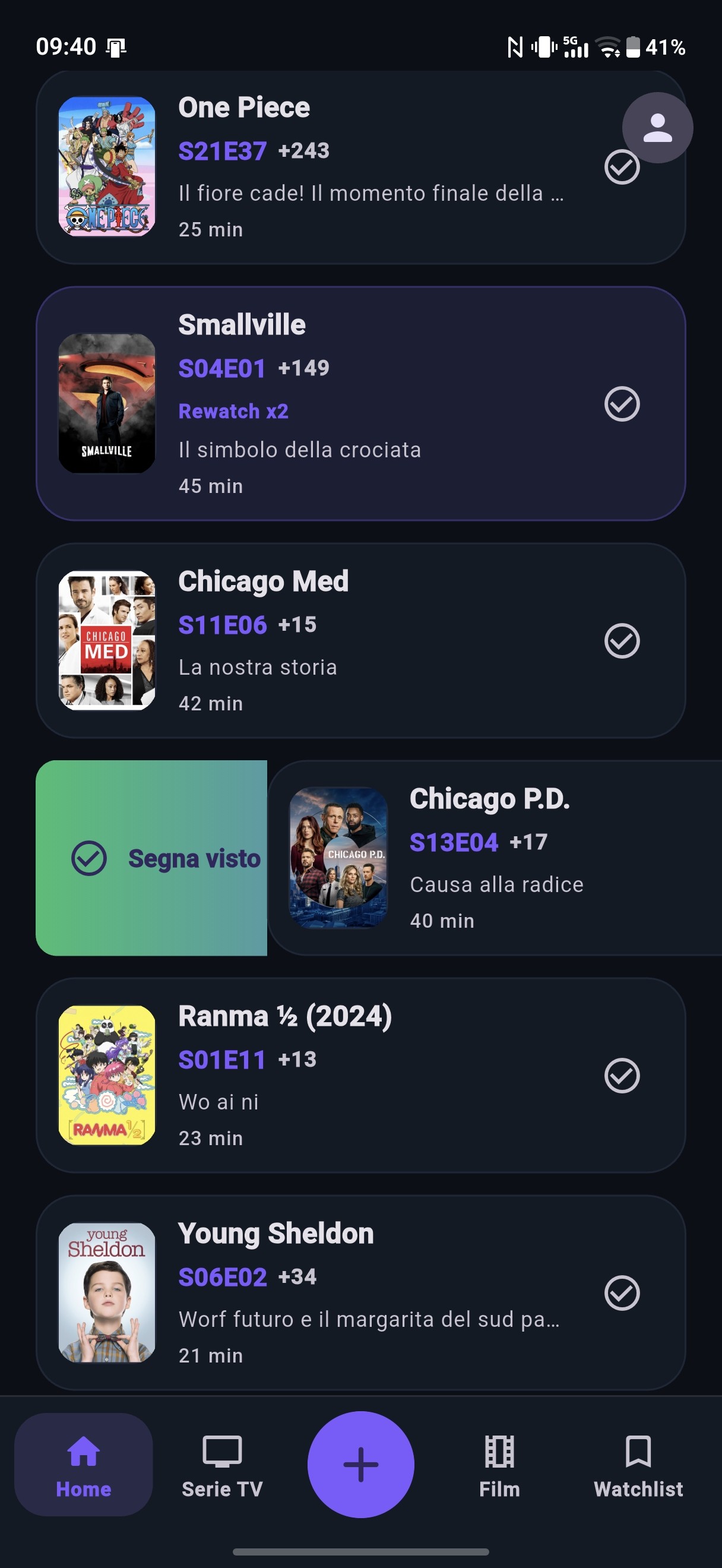 Interfaccia home di Episora-WatchMate