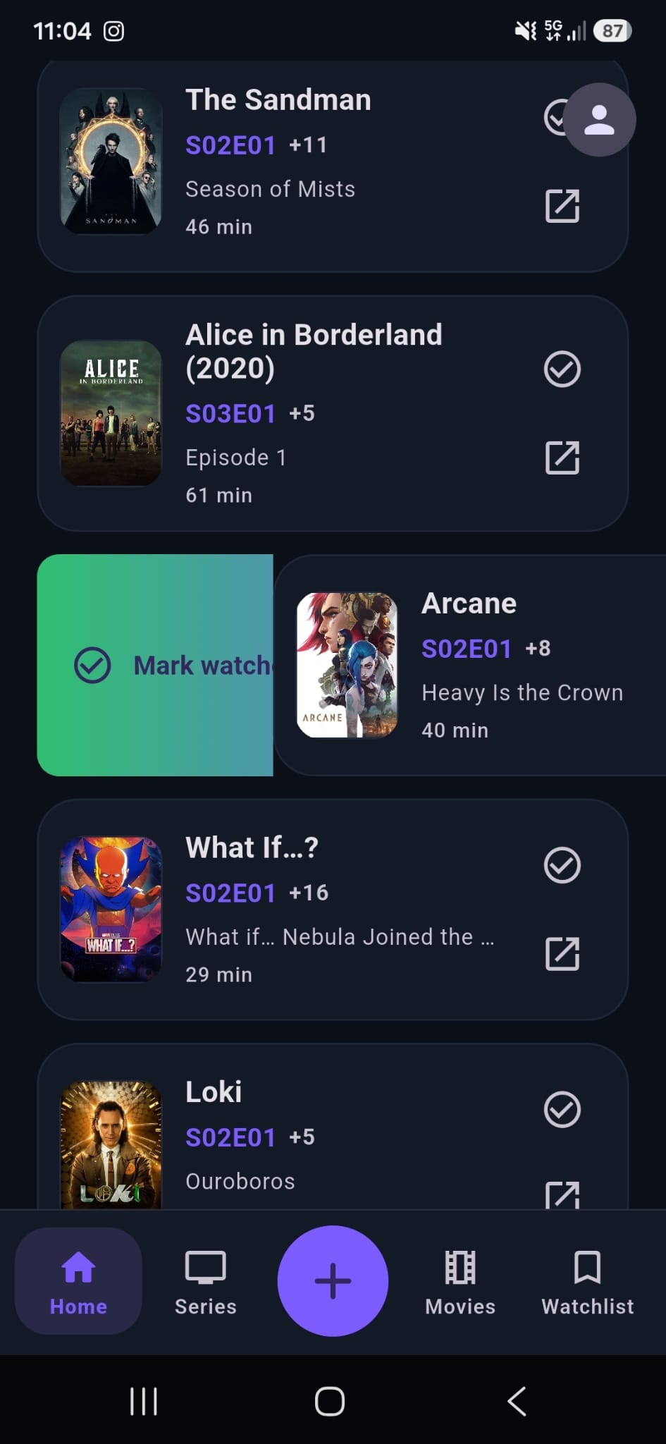 Pantalla inicial de Episora-WatchMate