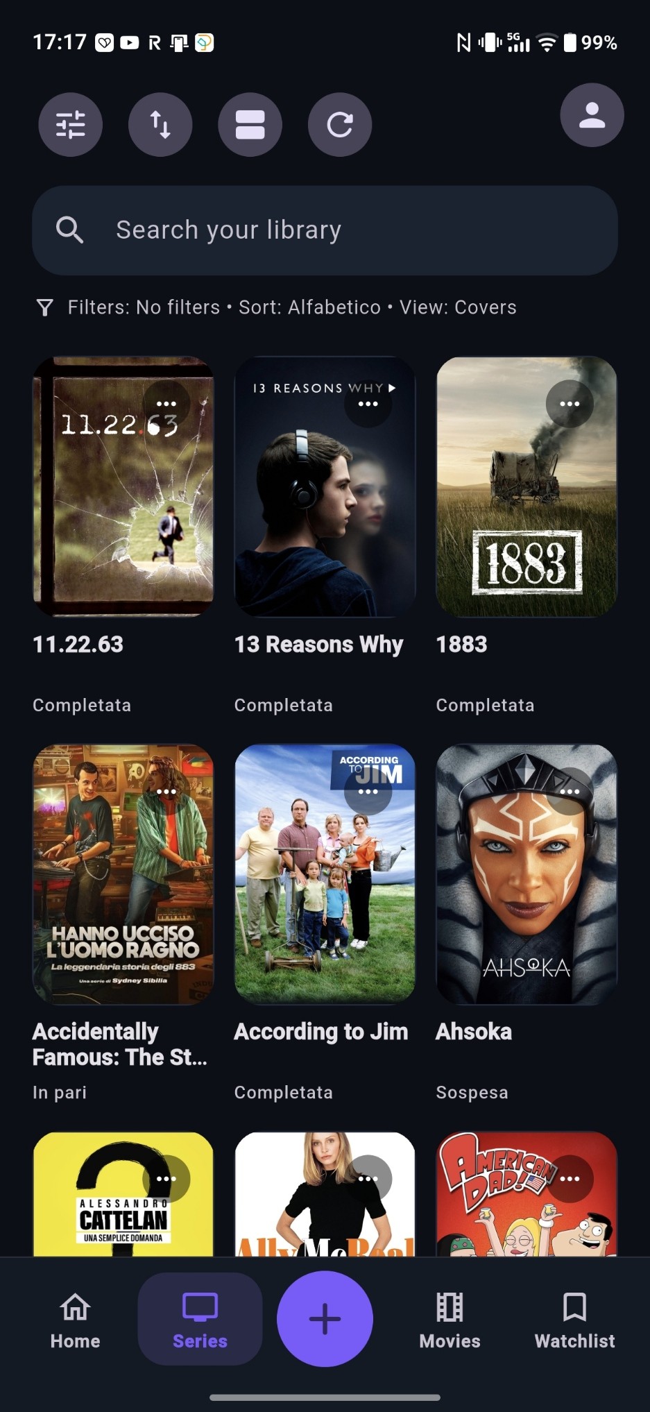 Pantalla de series de Episora-WatchMate