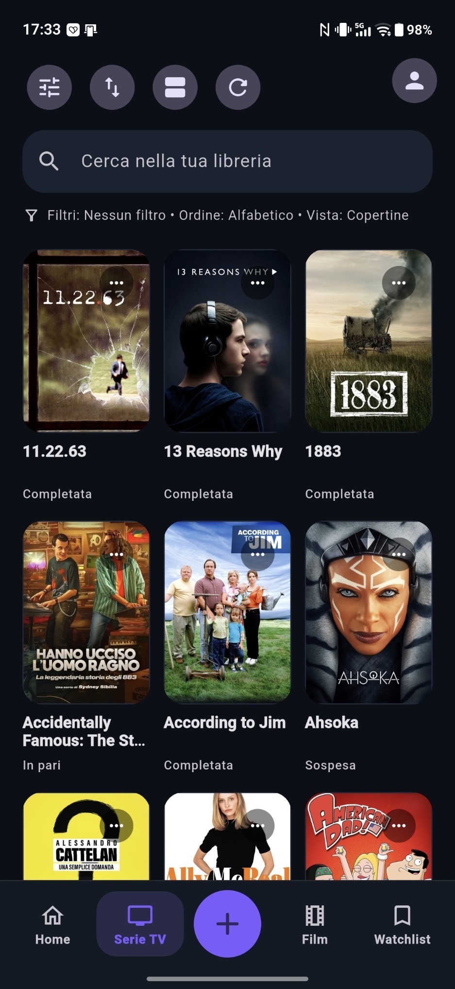 Libreria con le proprie serie tv di Episora-WatchMate