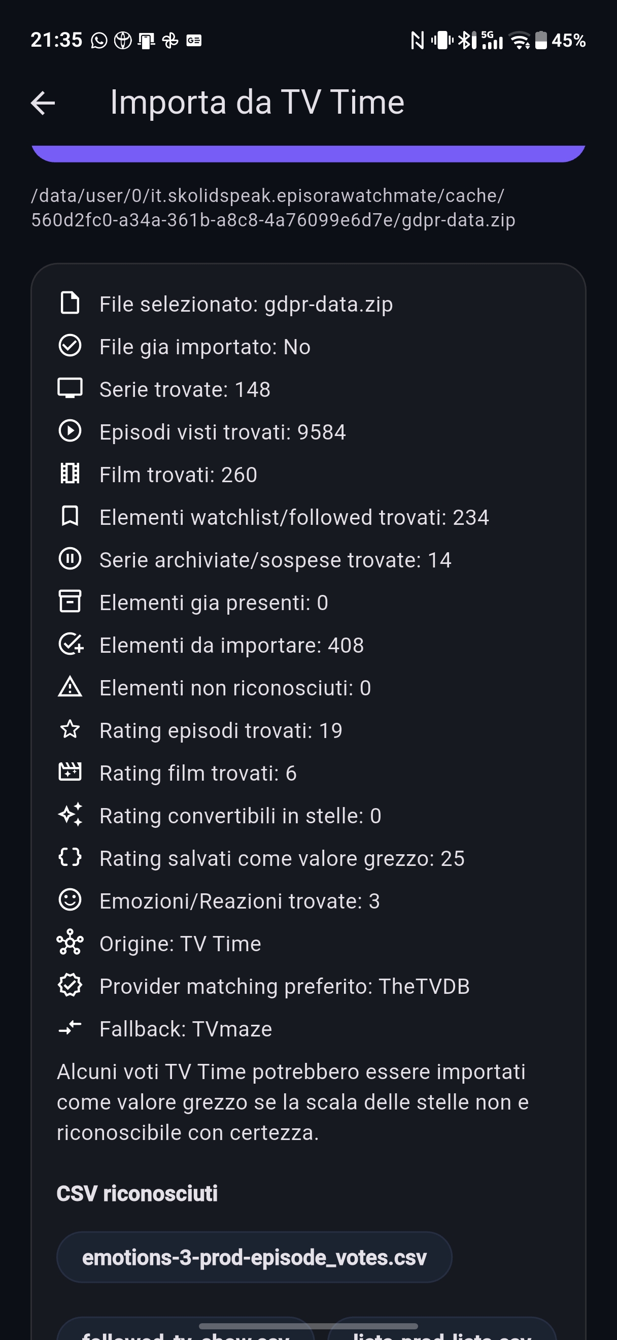 Riepilogo contenuto