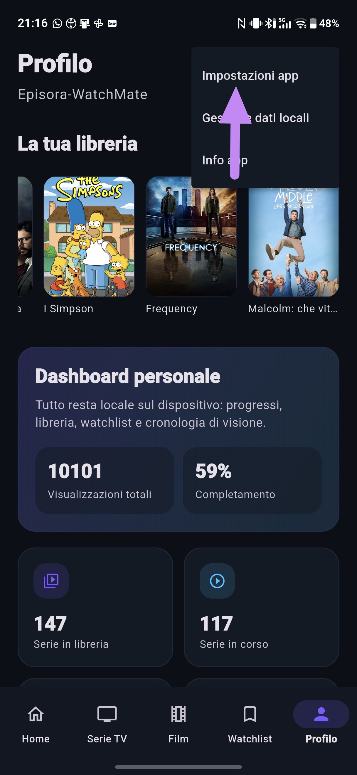 Voce impostazioni app