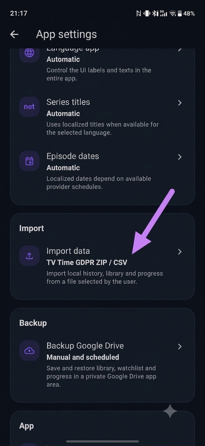 Botón para importar datos